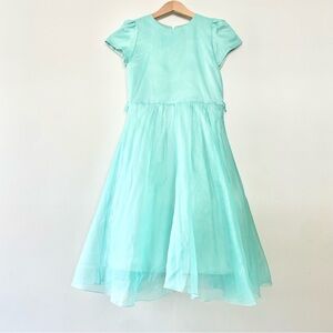 Vintage Bergdorf Goodman Girls 10 Formal Dress Silk Blue Green Wedding Party NEW